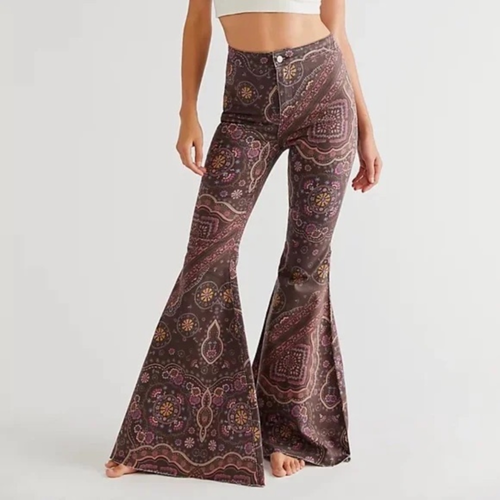 Boho Rare We the Free Just Float On Flare Jeans Worn Once